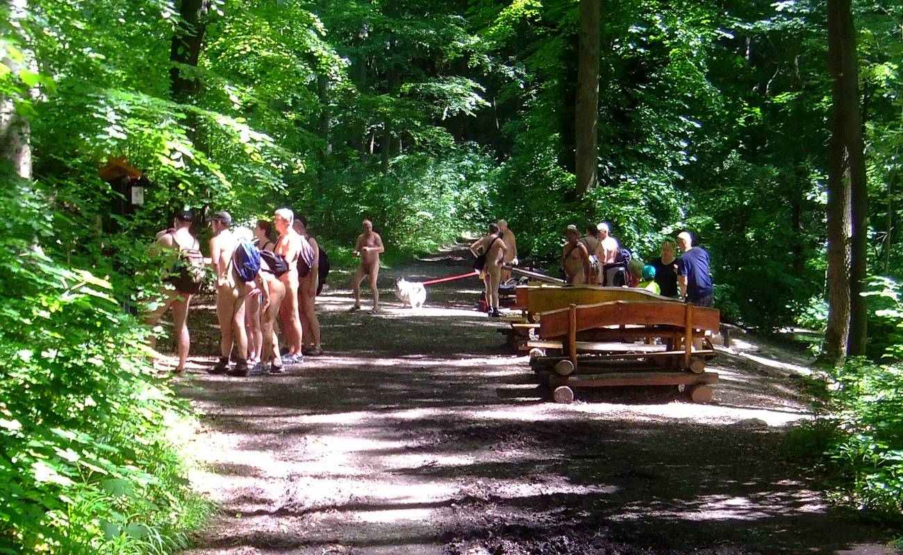 Der Tisch am Rastplatz ist schon von einer Familie belegt