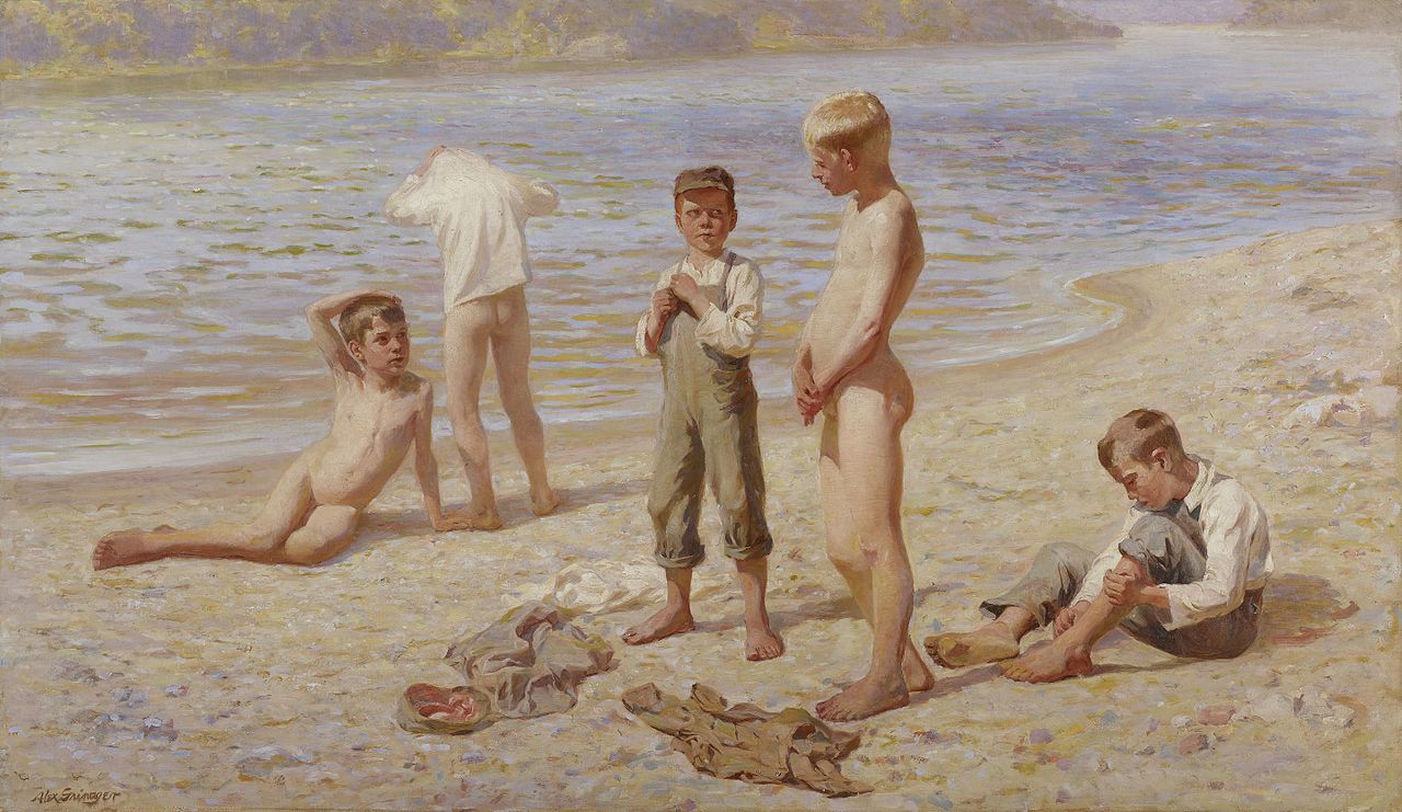 Badende Jungen, 1894. Public Domain. Öl auf Leinwand. Alexander Grinager, *1865 †1949. Minneapolis Institute of Art Badende Jungen, 1894. Public Domain. Öl auf Leinwand. Alexander Grinager, *1865 †1949. Minneapolis Institute of Art